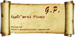 Gyömrei Piusz névjegykártya